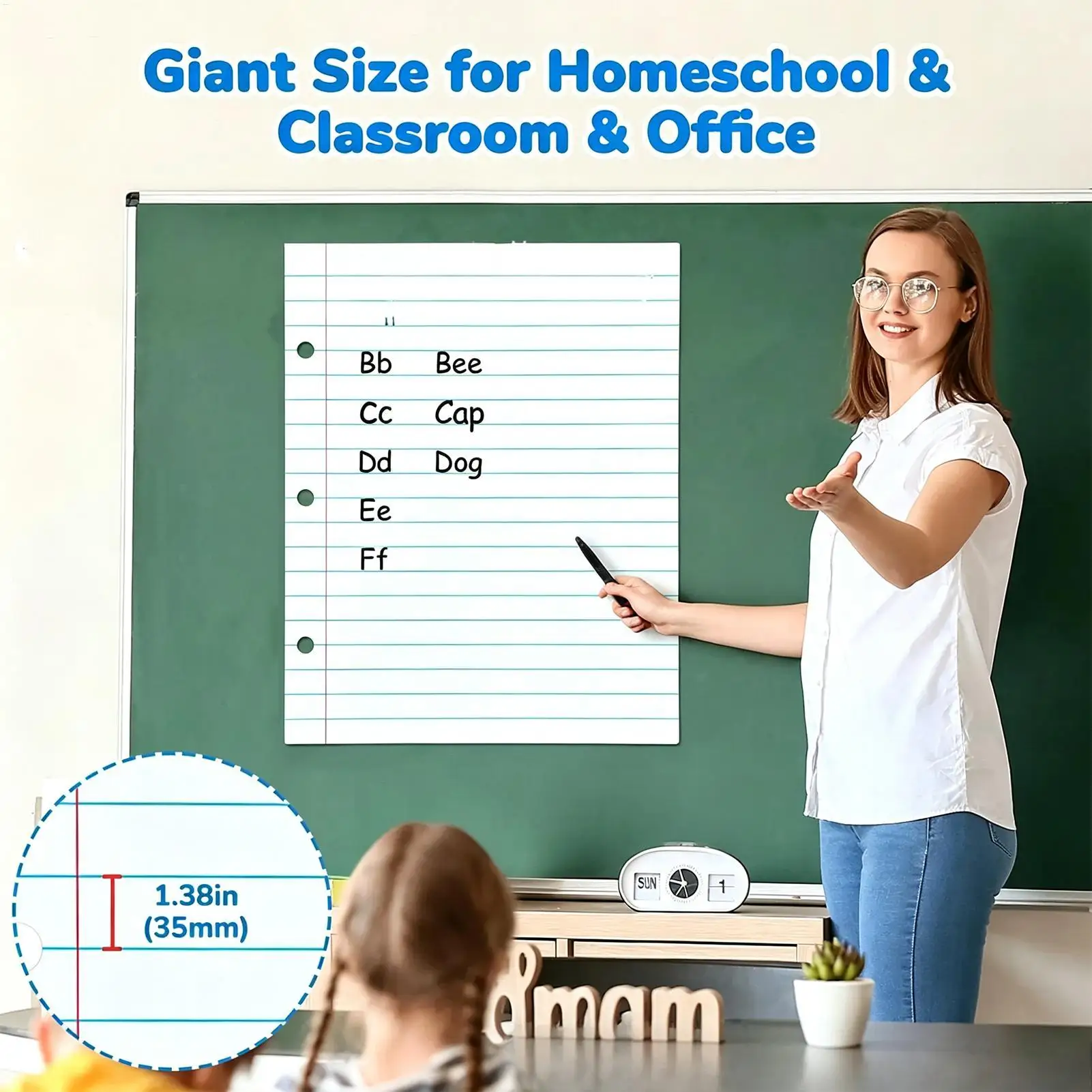 Magnetic Writing Paper Erasable Teaching Lined Notepad Magnetic Handwriting Notebook For Classroom Home Office School Meeting