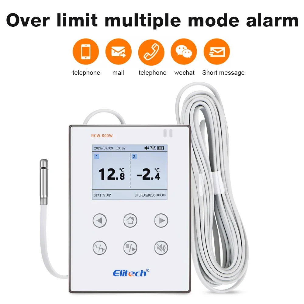 Elitech RCW-800 WiFi Temperature Humidity Data Logger Medicine Refrigerated Warehouse Alarm Pharmaceutical Cold Chain Plastic