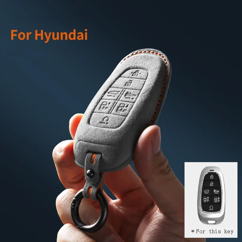 

Top Suede Car Key Case Cover Fob for Hyundai Palisade 2023 Tucson Santa Fe 2021 2022 Atos Solaris Prime Nexo Sonata Staria Ioniq