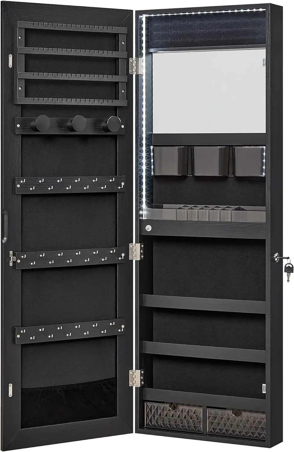 Bly GMICS-armoire à bijoux avec lumières LED, armoire de rangement murale avec miroir sans cadre pleine longueur, meuble