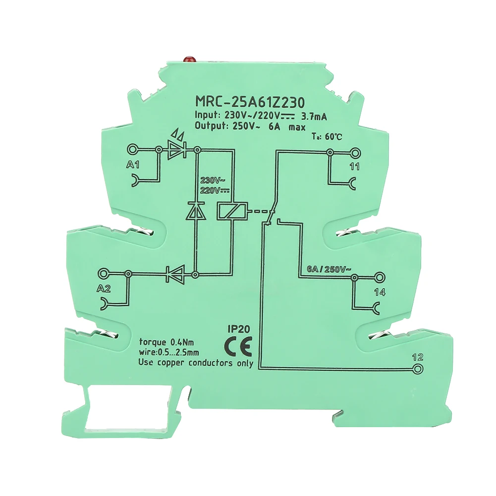 Interface Relay Module PLC Relay MRC-25A61Z230 PLC Electromagnetic Contact Interface Relay Module Input 230VAC/220VDC 1NO 1 NC