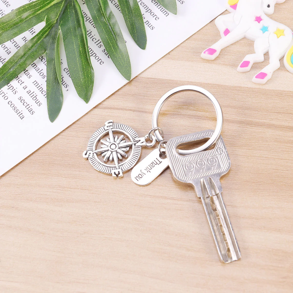 1PC Compass Key Ring Thank You Letters Metal Pendant Gift for Mother Dad Friends Keychain Thanksgiving Keychain