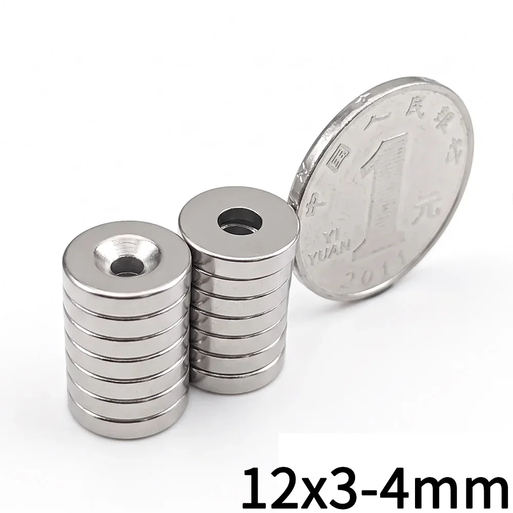 10 20 50 100Pcs 12x3-4 Super Strong Round Magnet With Hole 12mm x 3mm 4mm Powerful Permanent Magnetic Discs For Home Office