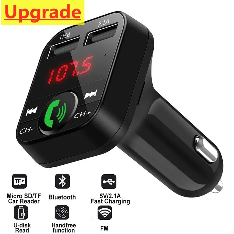 Car Bluetooth 5.0 FM Transmitter Wireless Adapter Mic Audio Receiver Auto MP3 Player 2.1A Dual USB Fast Charger Car Accessories