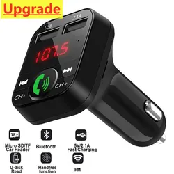 Car Bluetooth 5.0 FM Transmitter Wireless Adapter Mic Audio Receiver Auto MP3 Player 2.1A Dual USB Fast Charger Car Accessories