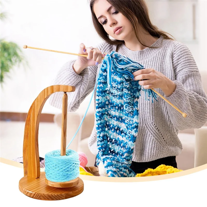 

LJL Wooden Rotating Yarn Swift Holder Yarn Ball Holder Magnetic Handmade Knitting Wool Winder Tool