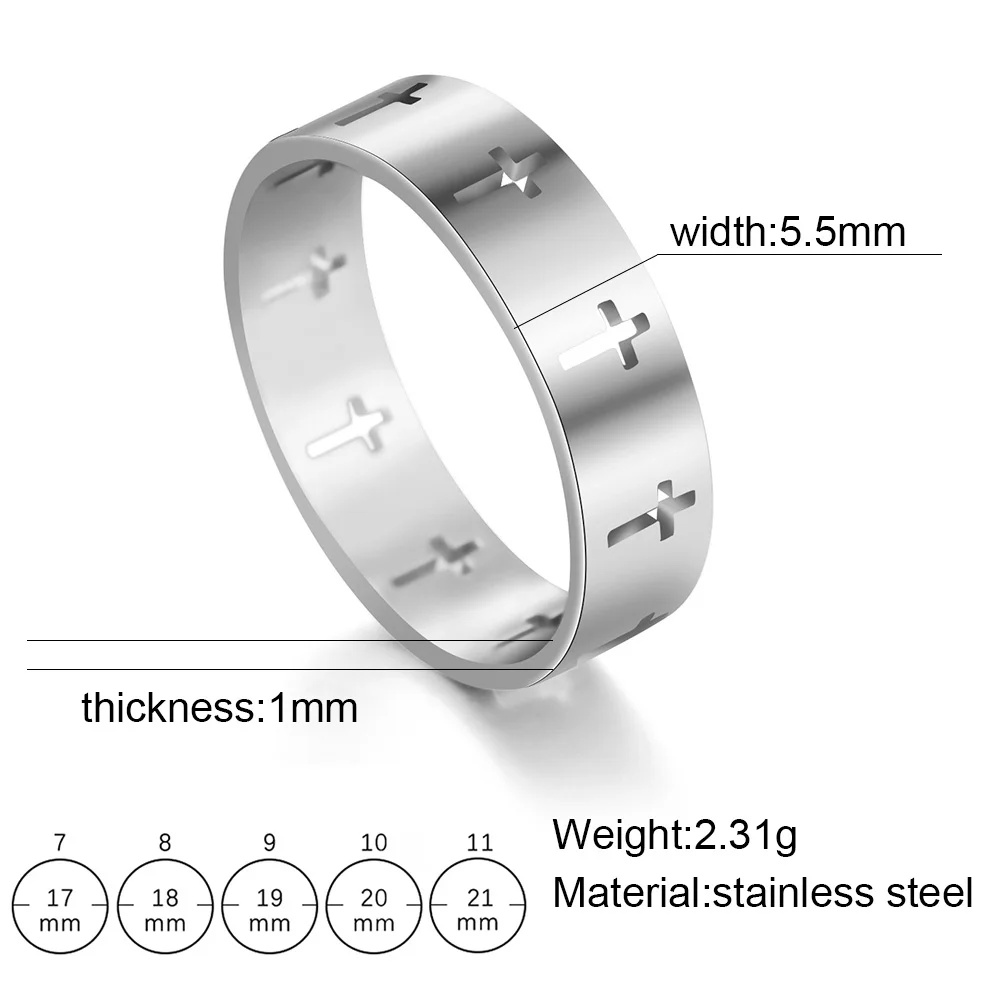 COOLTIME Gothic Kreuz Paar Ringe Edelstahl Silber Farbe Jesus Kreuz Fingerring für Männer Frauen Punk Schmuck Hochzeits geschenk