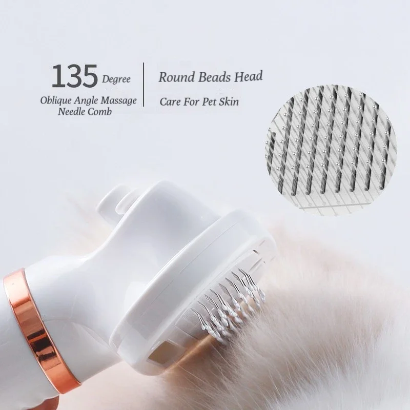 2-in-1 Pet Hair Dryer with Slicker Brush Grooming Tool For Cat Dog Brush Adjustable Temperature Professional Hair Removal Drying