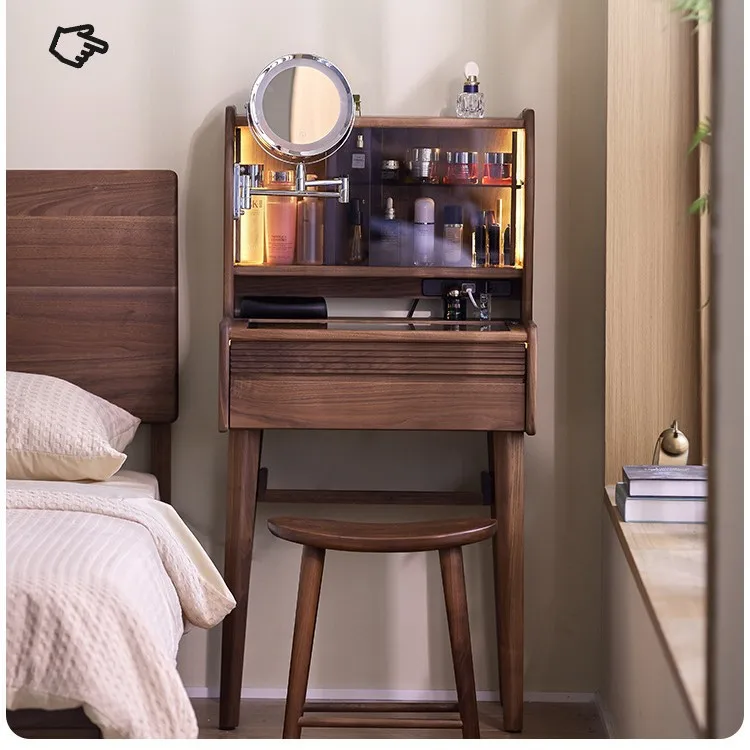 

Современный простой туалетный столик из массива черного ореха для небольшой квартиры, в стиле старинной спальни, компактный.