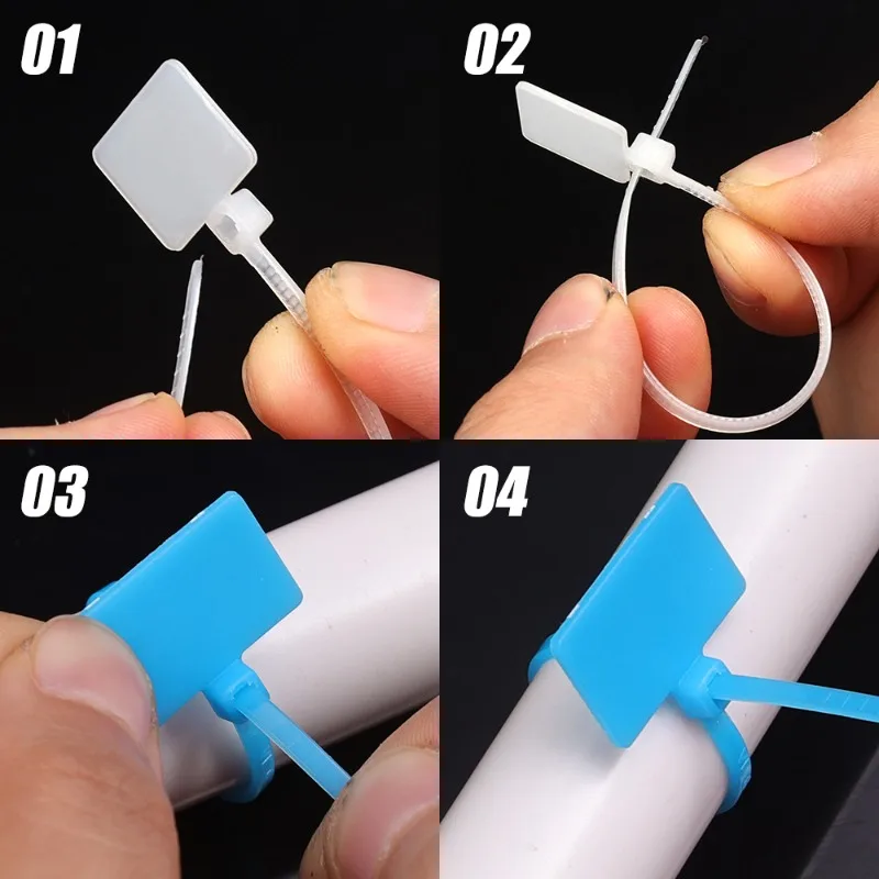 500/100Pcs Nylon Cable Tie Plastic Loop Ties Markers Tag Cable Self-locking Zip Washable Straps for Home Office Garden Storage