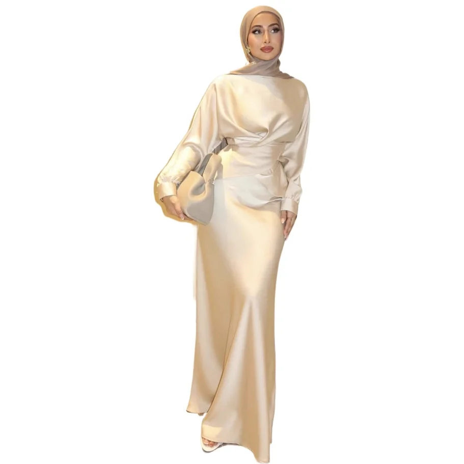 

European, American, Middle Eastern Fashion Women's Solid Color Top Fishtail Skirt Set Elegant Dress for Women