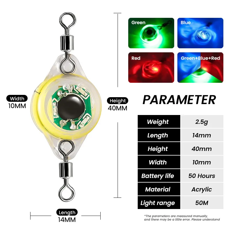 Bazooka-Mini lámpara LED de atracción de peces, verde y rojo de pesca de calamar señuelo, luminoso bajo el agua, atraer cebo de invierno de noche de