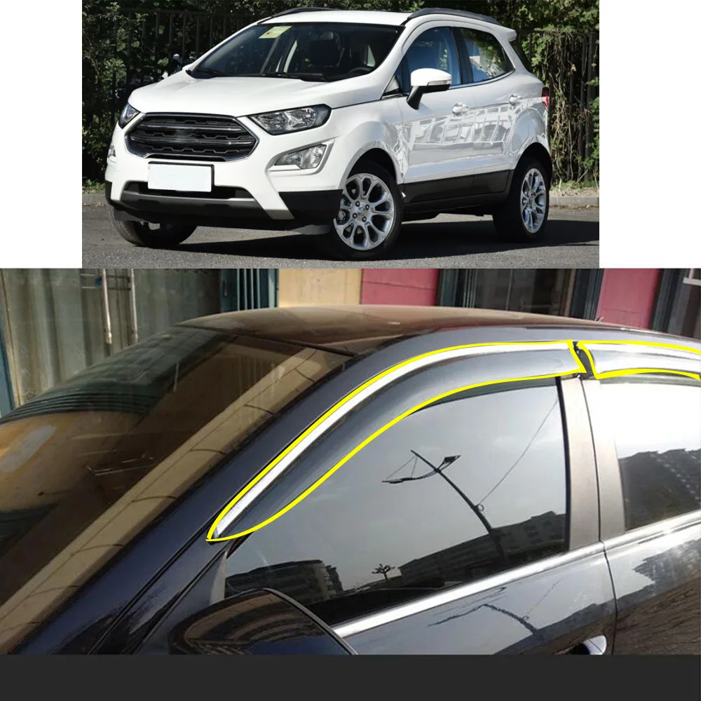 

Car Sticker Plastic Window Glass Wind Visor Rain/Sun Guard Vent For Ford EcoSport Eco Sport 2013 2014 2015-2018 2019 2020 2021