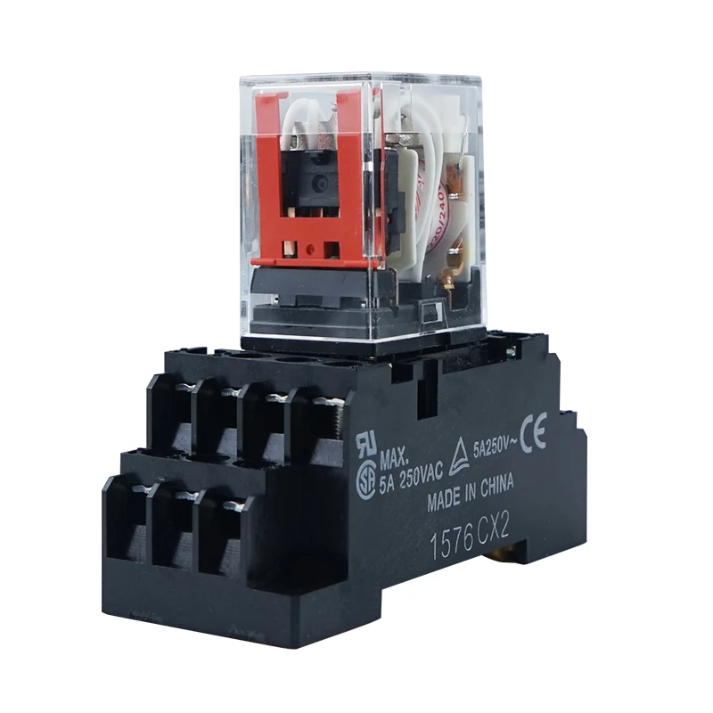 4NO 4NC Intermediate Relays AC 220V Relay with Base for Street Lights Control