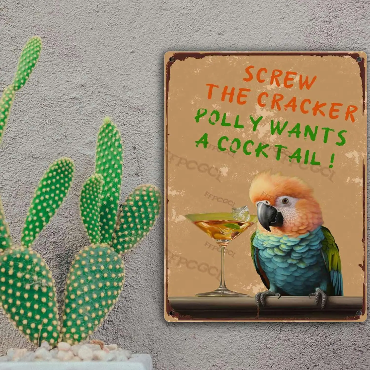 Vintage Metal Tin Sign Screw The Cracker Polly Wants A Cocktail Tin Signs for Man Cave Vintage Metal Sign 12x16inch/Aluminium Si