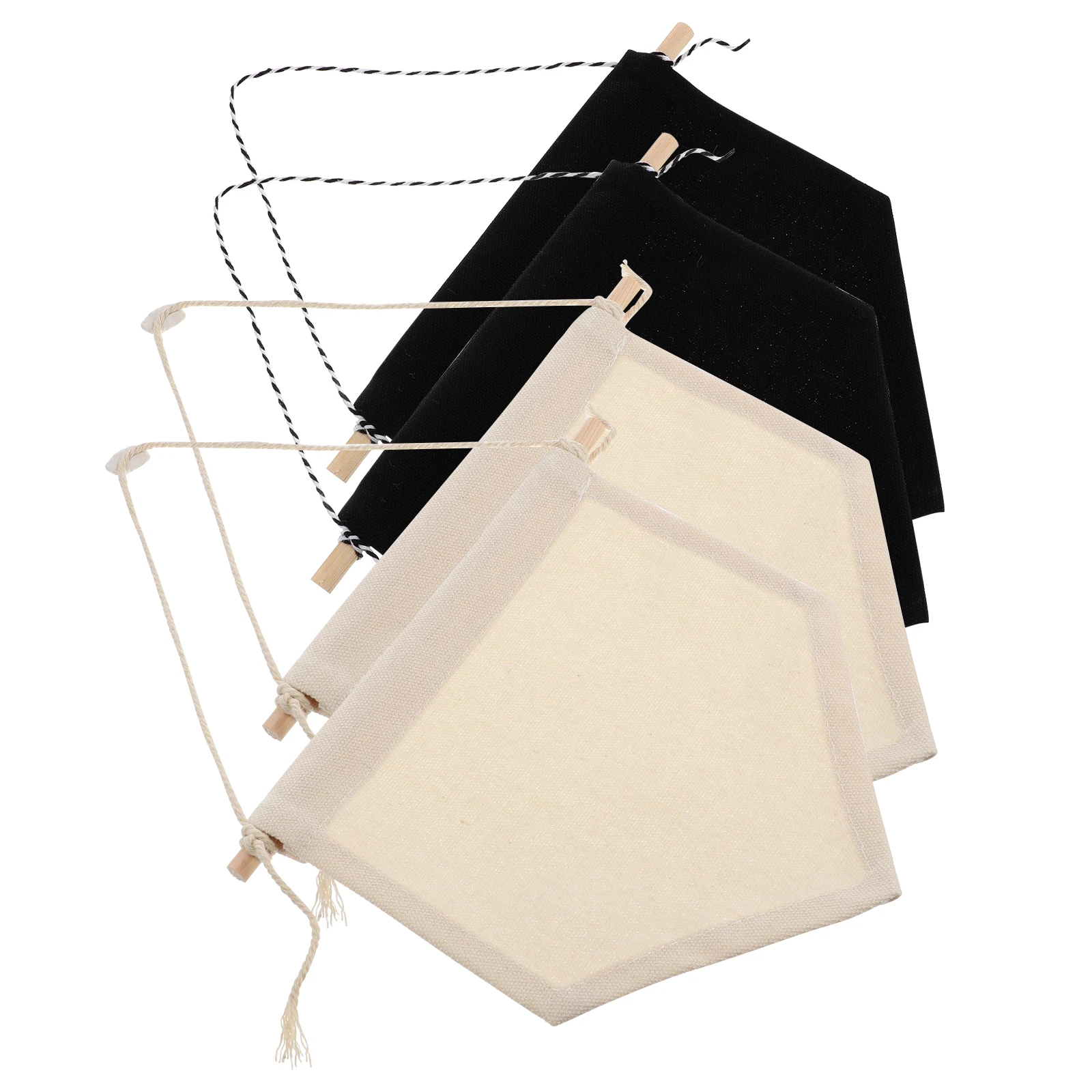 

4 Pcs Wall Hanging Decoration Pennant Wood Decorative DIY Banner Pin Display Canvas