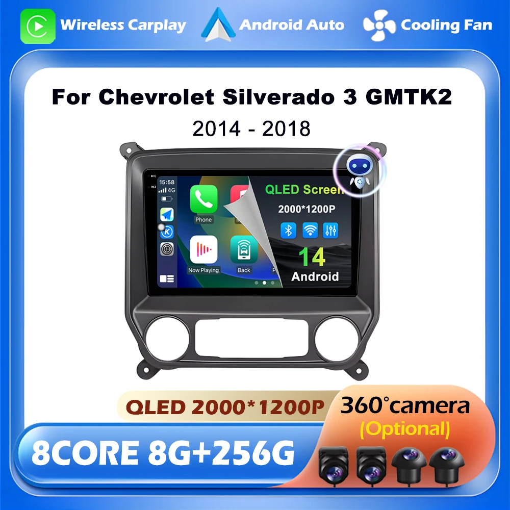 Wireless CarPlay For Chevrolet Silverado 3 GMTK2 2014 2015 2016 2017 2018 Android 14 Autoradio Stereo Car Radio Multimedia WIFI