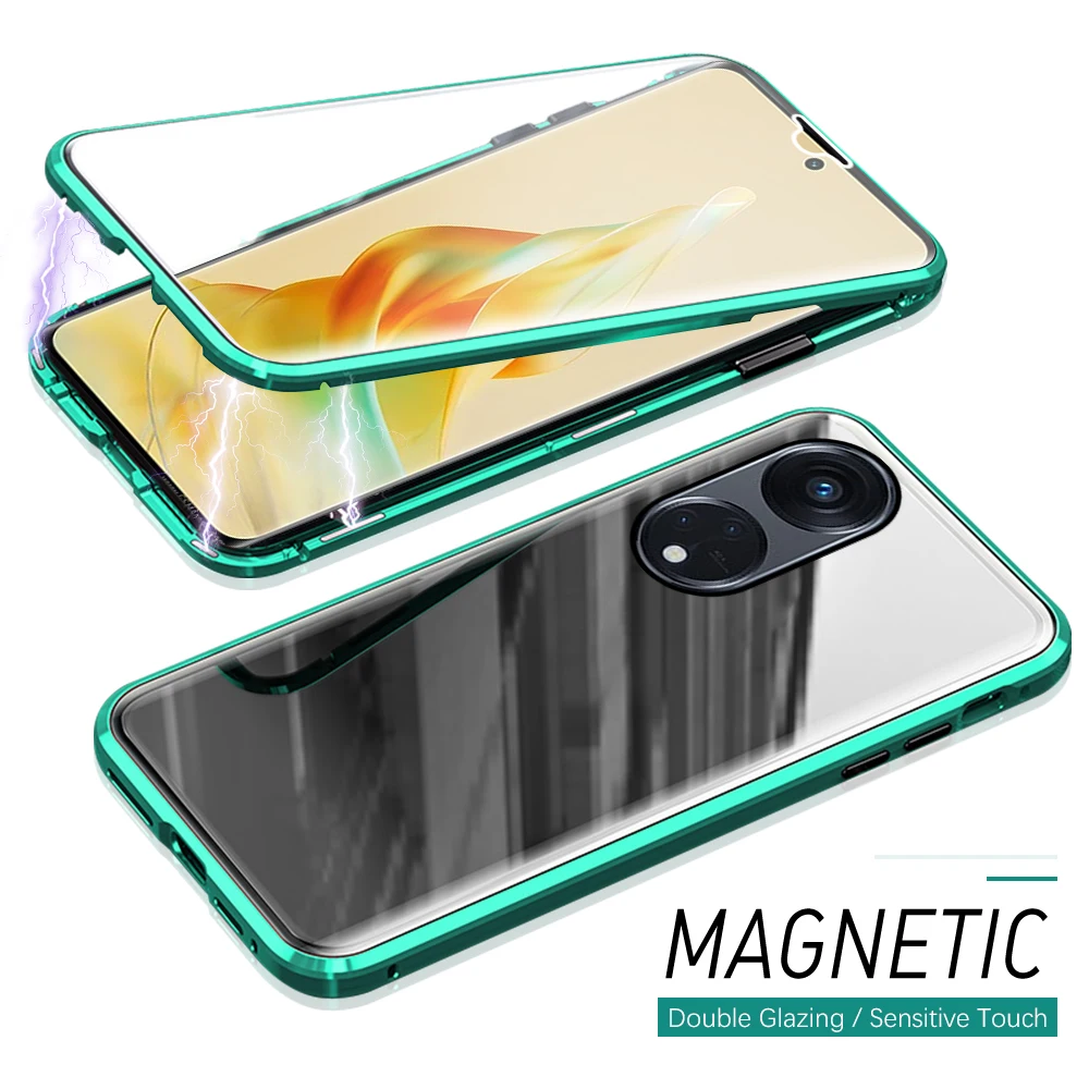 360° Magnetic Flip Back Cover For Oppo Reno8 T 5G Case Double Side Protector Glass Fundas Shell Orro Reno8T 4G Reno 8 T5G T4G 8T