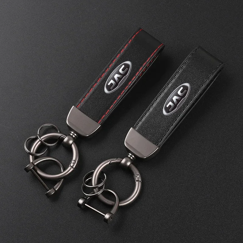Deluxe Leather Keychain with Car Badge Keychain Pendant For JAC Refine J3 J4 J7 JS2 JS3 JS4 KR1 S2 3 4 5 7