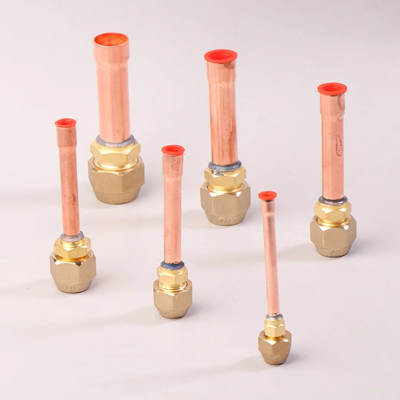 1PC Air Conditioning Copper Pipe With Forged Brass SAE 1/4 3/8 5/8 1/2 3/4 Threaded Connector Fitting Adapter -20 To 120℃