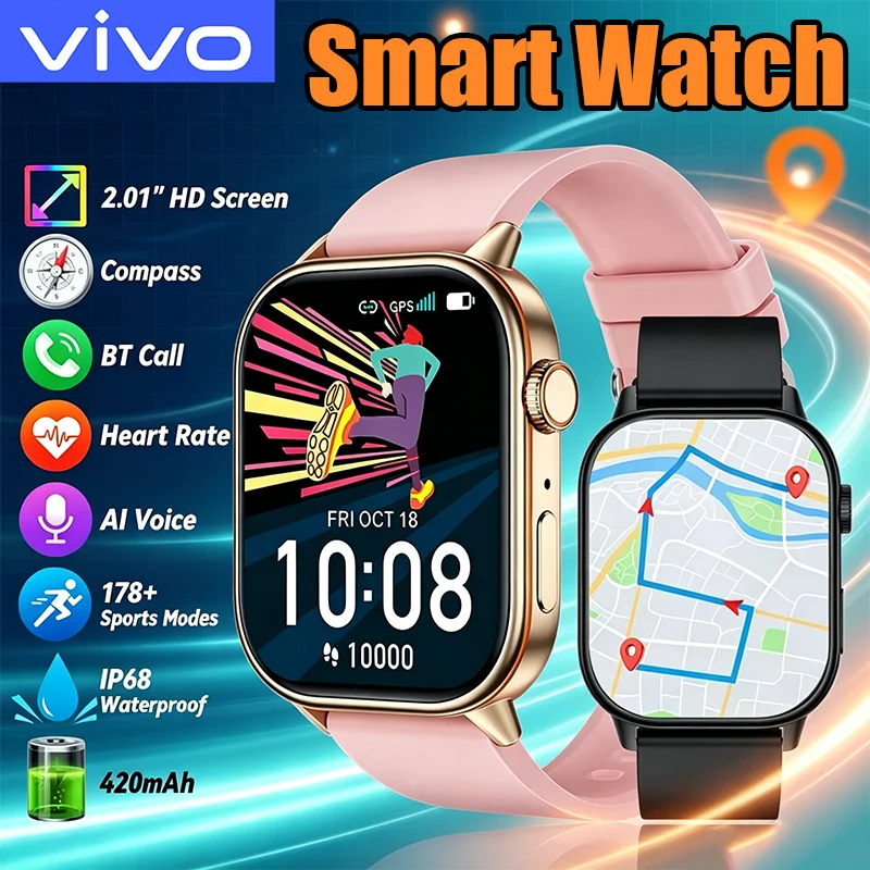 Smartwatch Square Watches For Men - VIVO Smart Watch Fitness Clock Health