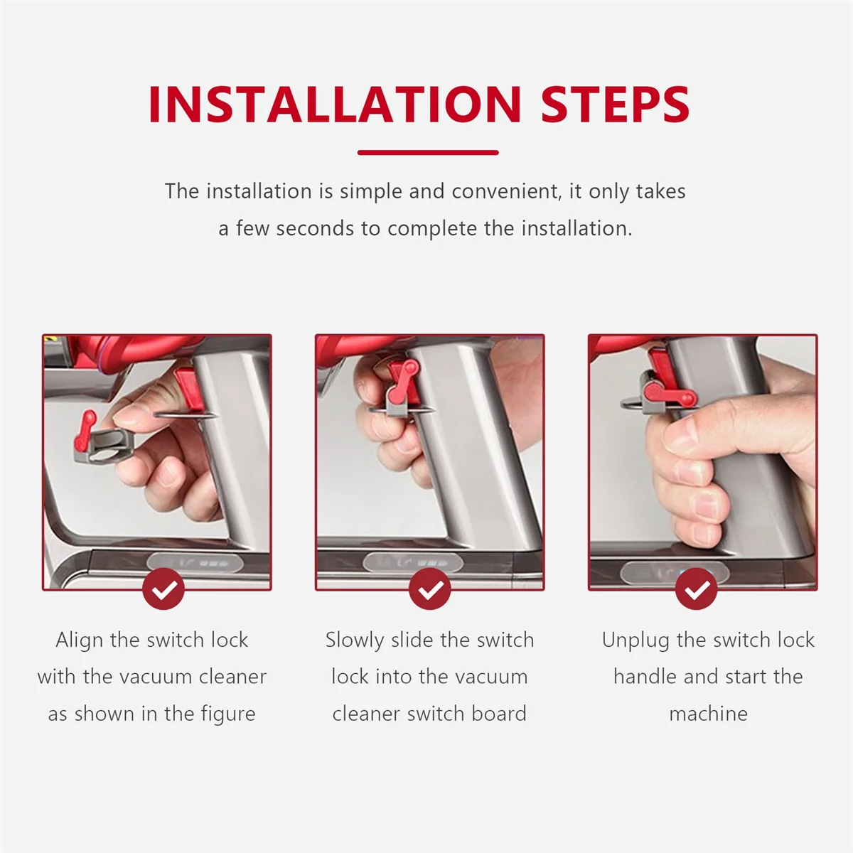 قفل الزناد ABRG للمكنسة الكهربائية Dyson V6 V7 V8 V10 V11، ملحقات قفل زر الطاقة، مجاني إصبعك باللون الرمادي