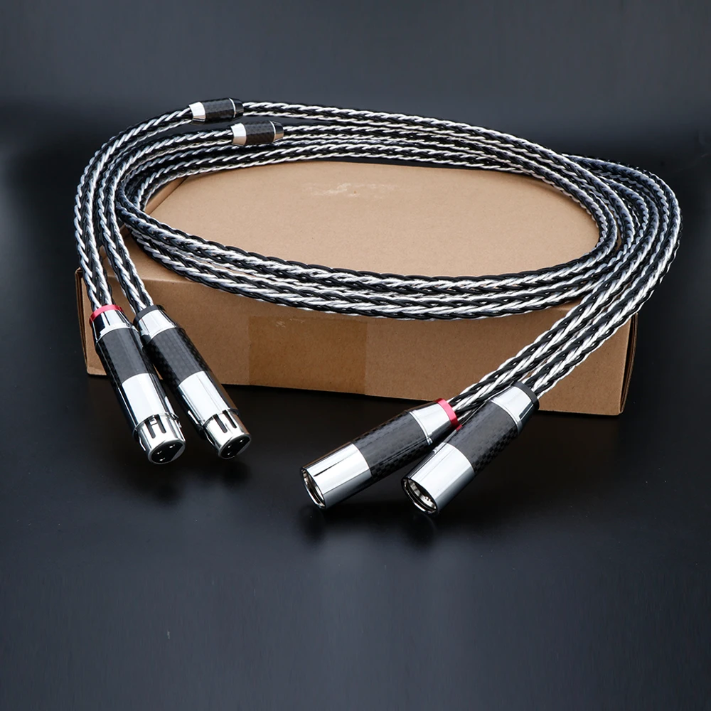 

8CS OCC медный посеребренный Hifi XLR аудио кабель стерео высокой чистоты углеродное волокно XLR штекер-гнездо для микрофона микшера
