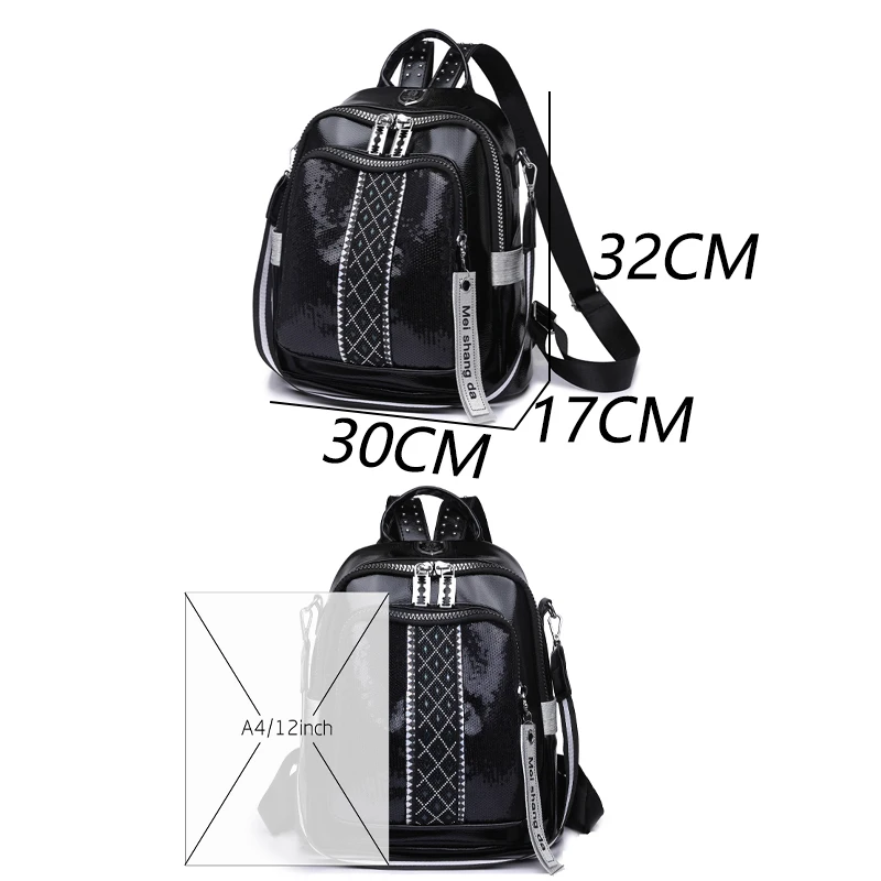 Large Capacity Leather Backpack Casual Women's School Bag Fashionable Crossbody Bag for Middle School Students Lightweight Simpl