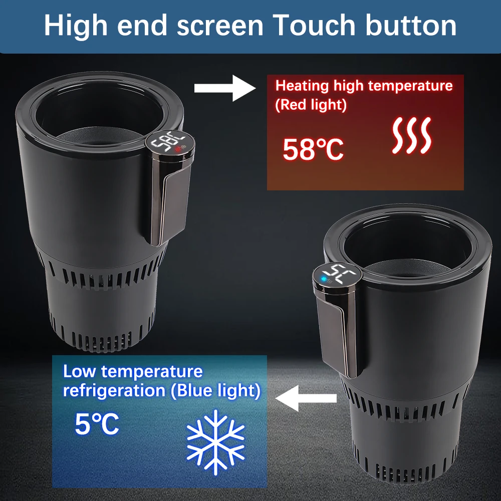 Smart Cup Car Cooling Heating Cup Holder Temperature Display Heat Preservation Water Warmer Bottle Refrigeration Kettle DC 12V