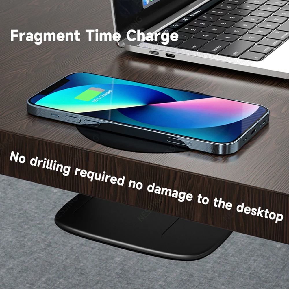 40MM Long Distance Hide Wireless Charger Pad Stealth Desktop Table Fast Air Charging For iPhone 14 13 12 Pro Max Samsung S22 S21