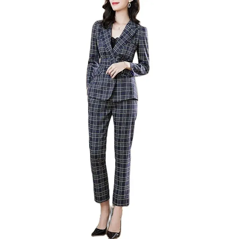 Damen neue Herbst/Winter 2024 Anzug Original Design Plaid Anzug Hose zweiteilig Set