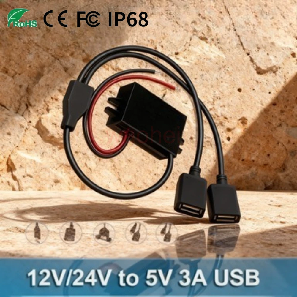 DC-DC 12V 24V to 5V 3A 15W Mini USB Type-C Buck Converter Car Power Supply Step Down Voltage Module with Reverse Protection CE