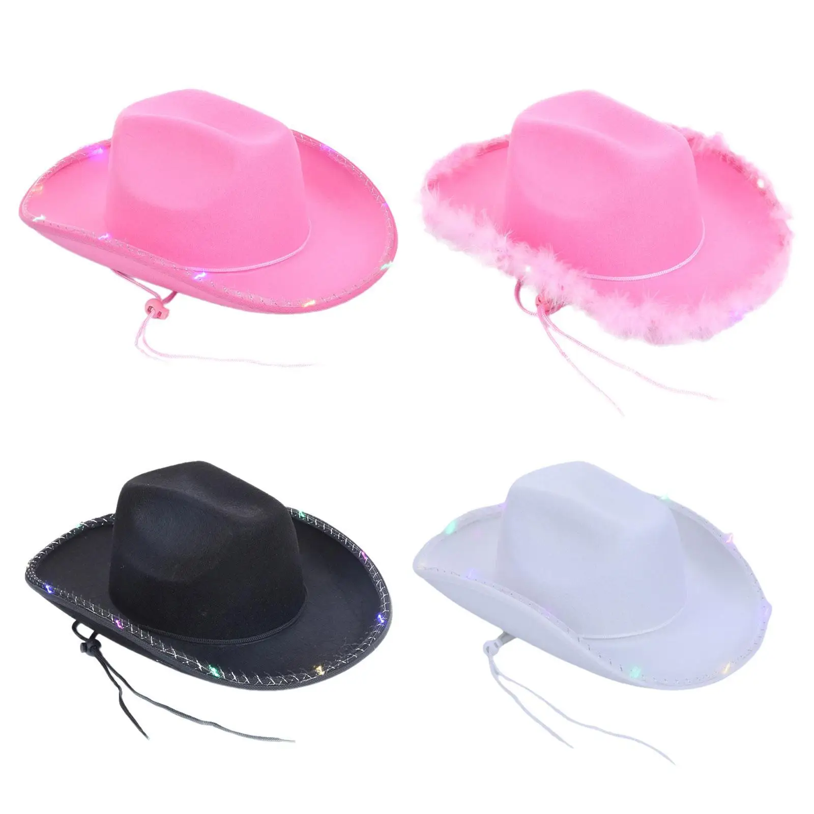 قبعة راعية البقر النسائية مع قبعة رعاة البقر ذات حافة واسعة خفيفة مع حبل الرياح #2