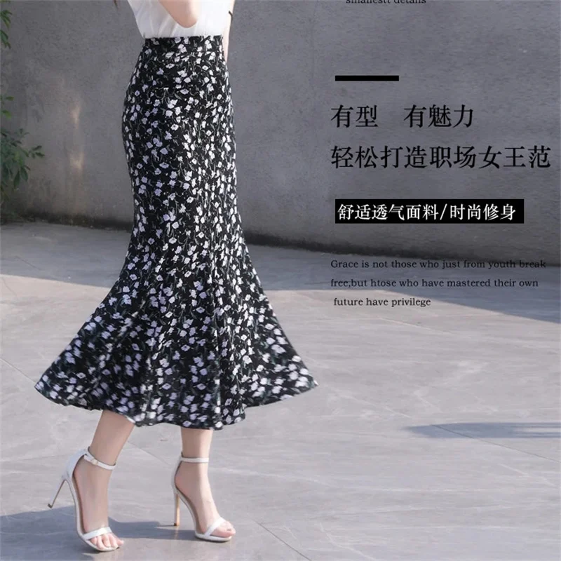 Summer Women Fashion Medium Long Styles Maxi Skirt Ladies Thin Fishtail Skirts Korean Female New High Waist Leisure Long Skirts