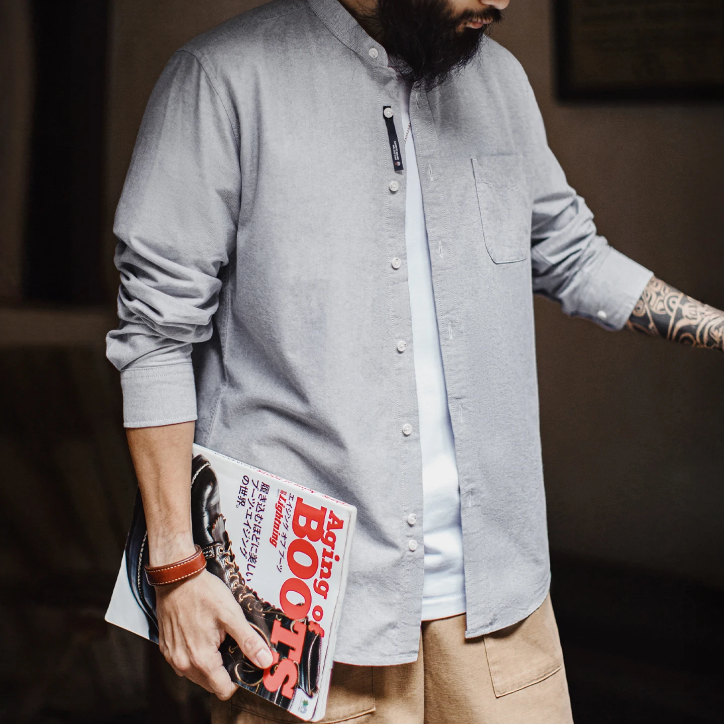 

Мужская хлопковая оксфордская рубашка Maden с круглым вырезом, длинным рукавом, однотонная, на пуговицах, повседневная, классического кроя, для весны и осени