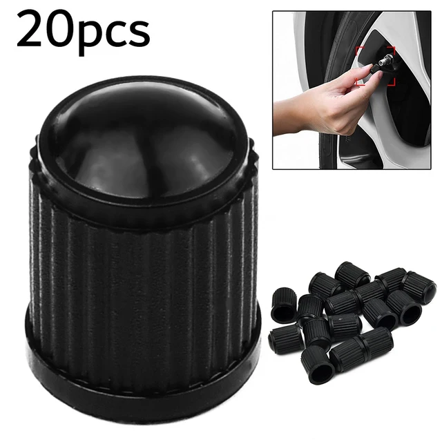 20szt Nakładka na zawór opony Czarny Plastikowy Samochód Motocykl Ciężarówka Koło Samochodowe Nakładka na nypel Zestaw części zewnętrznych 1x1.3cm