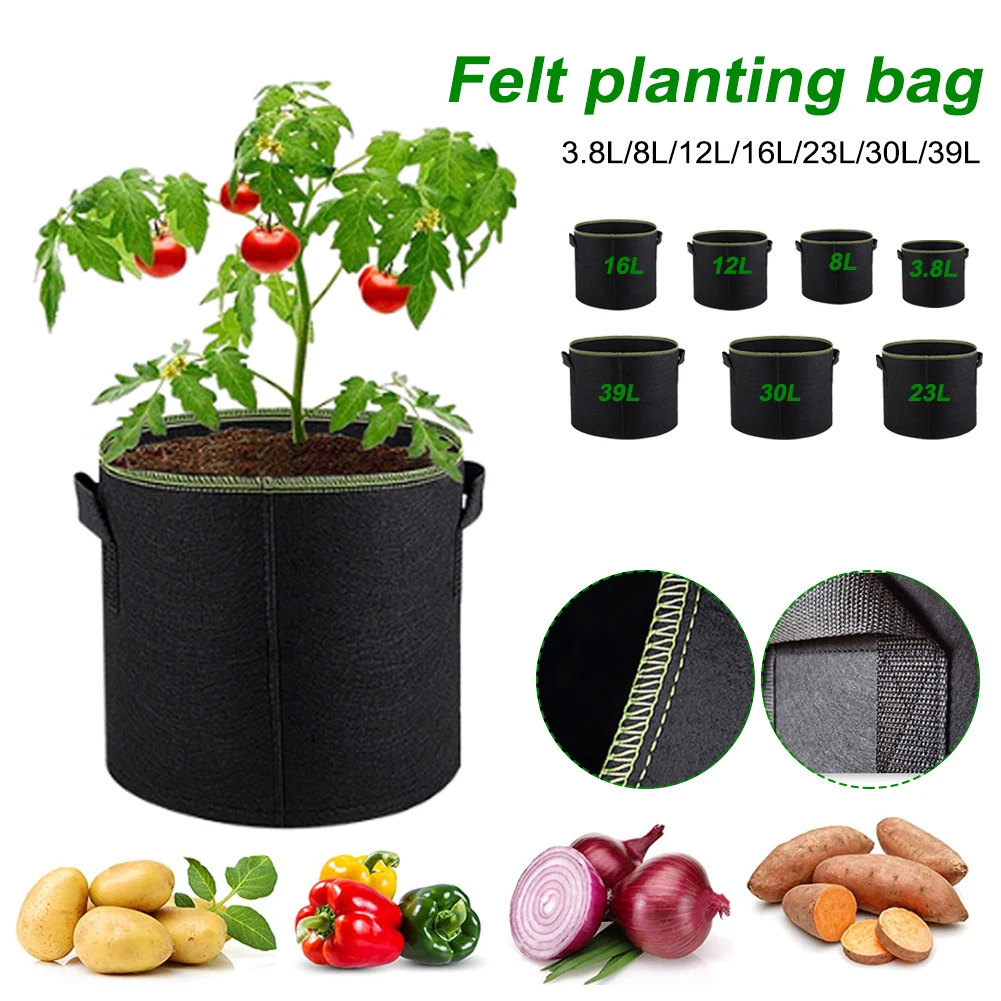 5 Gallon Grow Bag Felt Fabric Plant Bag with Handles Breathable Aeration Fabric Grow Pot for Vegatable Flower Plant 3 5 7 Gallon