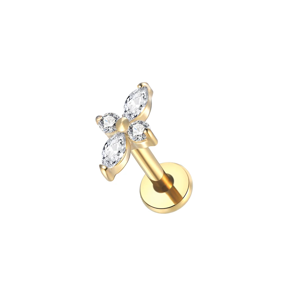 1 Stück G23 Titan Ohr Tragus Knorpel Helix Daith Piercing Ohrstecker für Frauen Innengewinde Labret Piercing Lippenring 16G