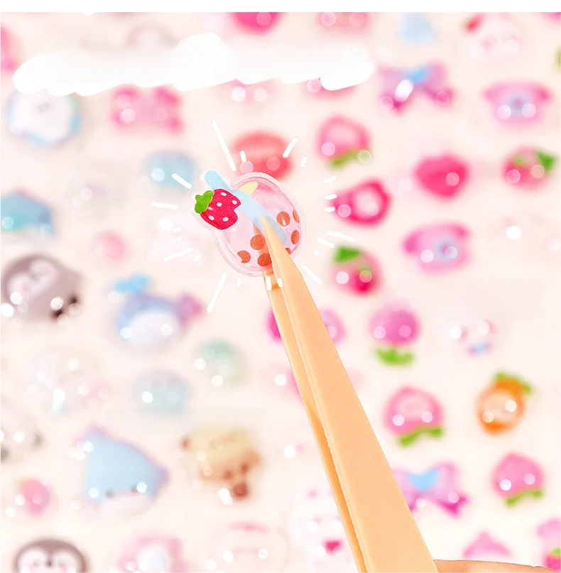 300 Stück Kawaii Cartoon 3D-Relief-Aufkleber, niedlicher Kristall-Gelee-Patch für Handyhülle, Spiegel, Sammelalbum, Journal, Tier-Deko – Detail 4