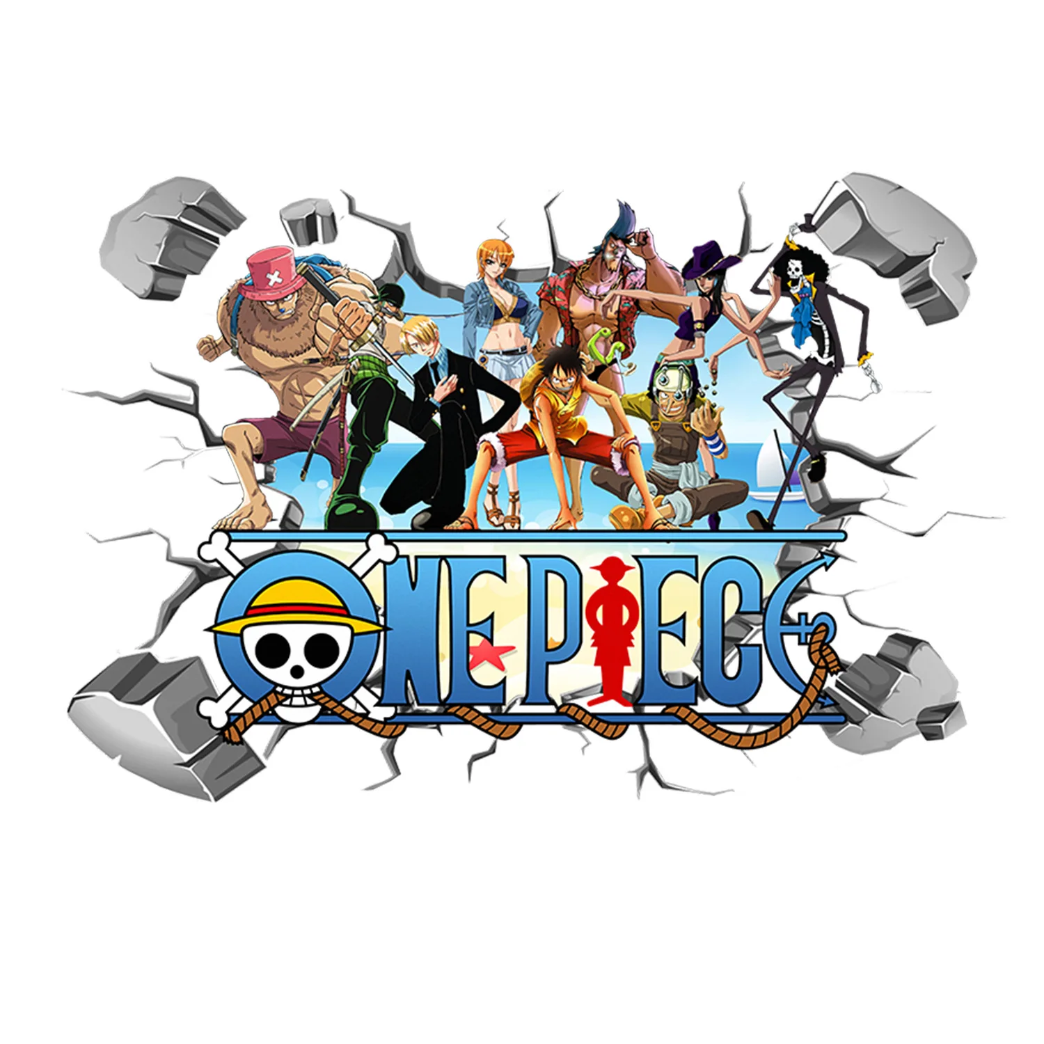 Cartoon One Piece Luffy 3D Wall Stickers For Kids Room Decoration Home Bedroom Decor Movie Self Adhesive Stickers - view 6