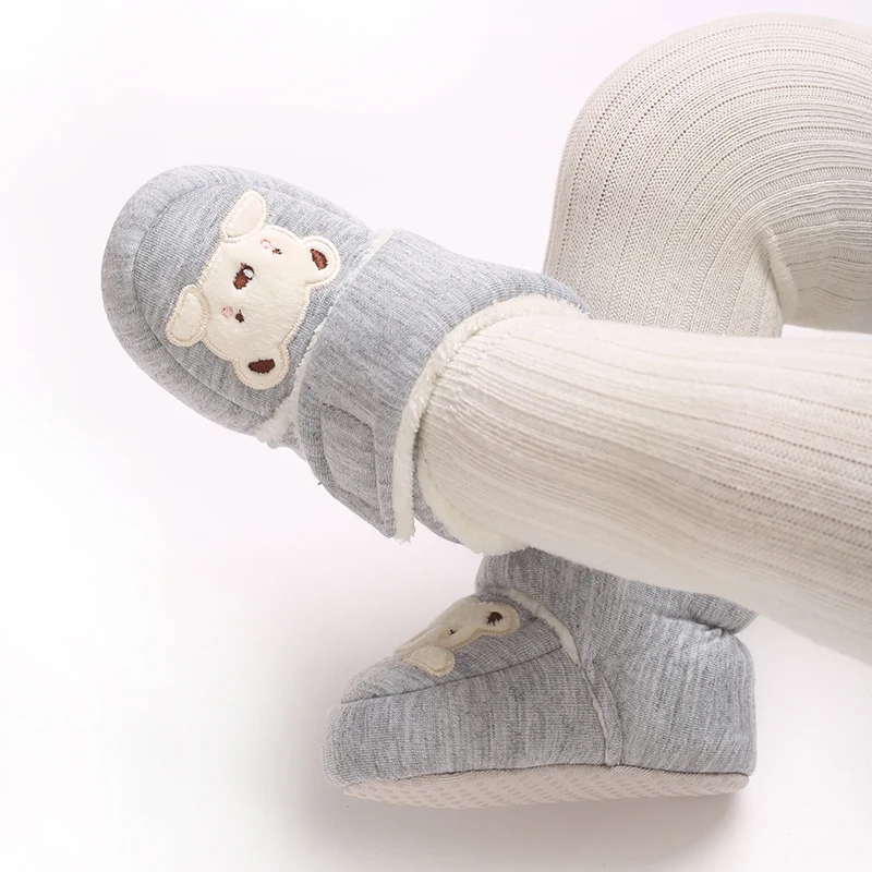 Winter-Baumwollschuhe für Neugeborene 0-1 Jahr Alte Jungen und Mädchen Baby Cartoon Teddybär mit Plüsch Warme Laufstiefel – Detail 16