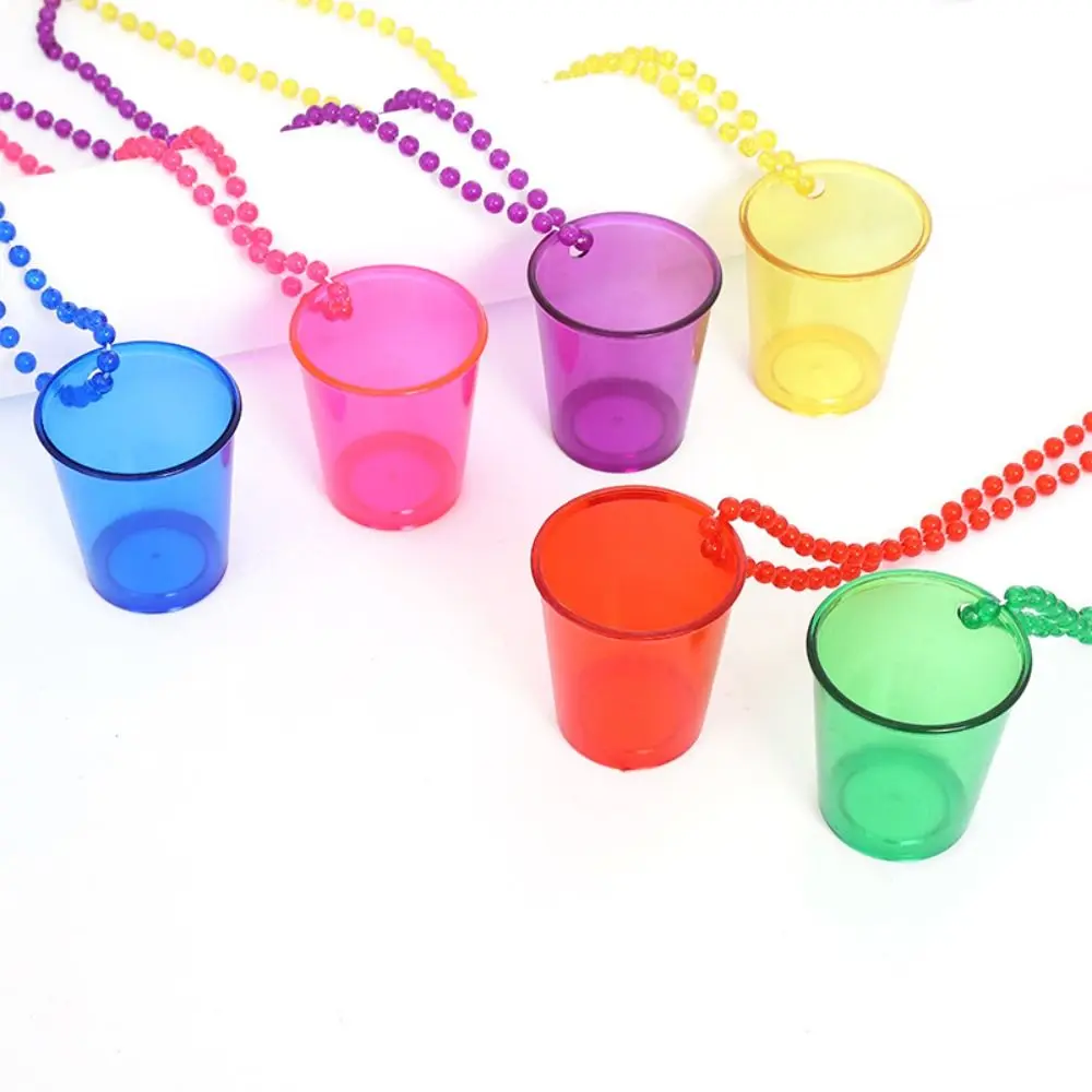 

5Pcs Hanging Bachelorette Party Shot Glasses Colorful Reusable Shot Glass on Beaded Necklace Waterproof Simple Plastic Cups