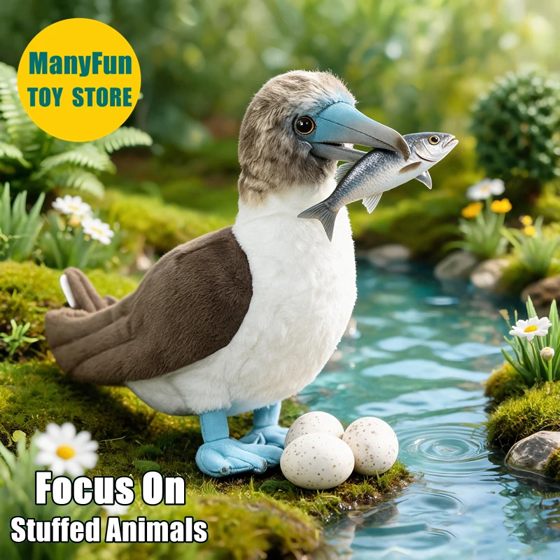 Realistic Blue Footed Booby Lifelike Booby Plushie Sula Sula Plush Toy Lifelike Animal Simulation Stuffed Doll Collectors