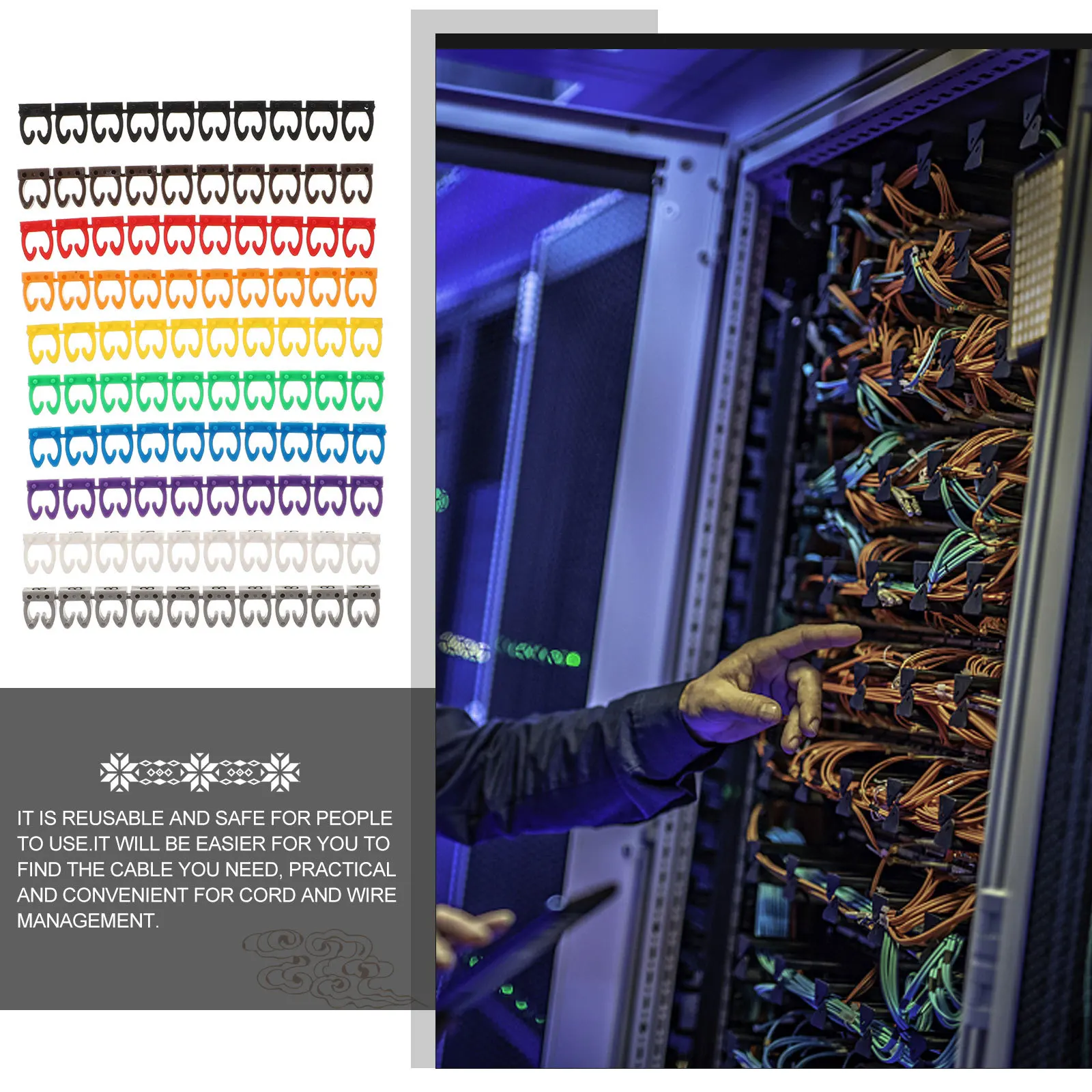 

100Pcs Buckle Cable Tags Multicolor Cord Identification Labels for Wire Management and Cable Classification Wire Identifier