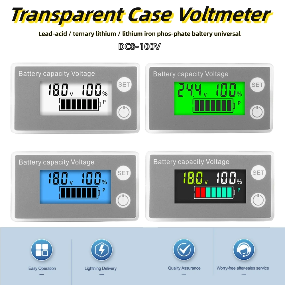 Misuratore di potenza digitale 6133A DC8-100V, voltmetro con display digitale di potenza a due fili con batteria al litio LCD, calibrazione regolabile