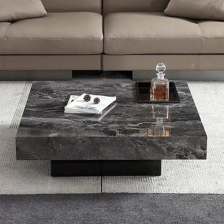 room Living furniture Italian design square coffee table light luxury marble coffee table stainless steel base coffee table