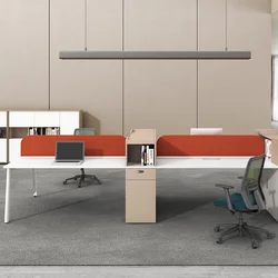 White Color Multifunctional Office Desk Partition 4 Person Workstation Desk