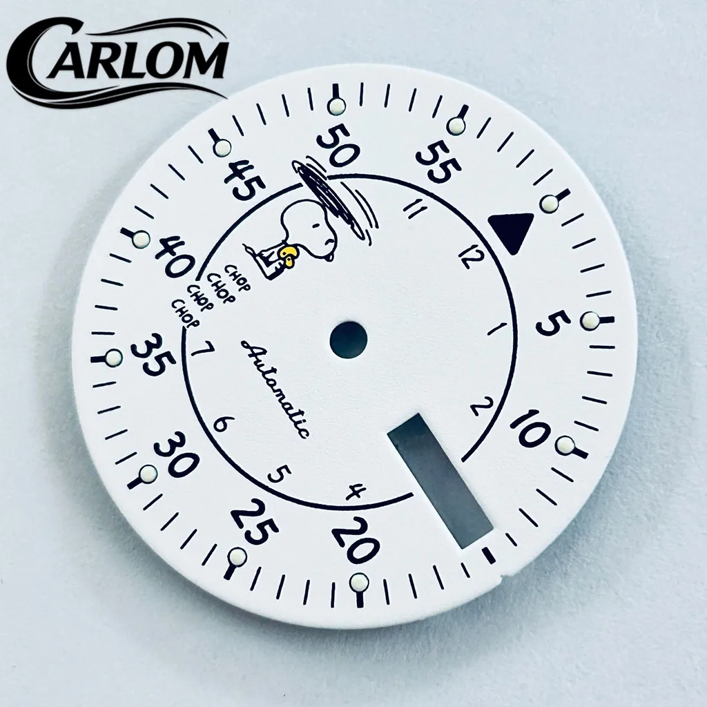28.5mm Watch Dial For NH36 Movement Green Luminous White Cartoon Face Watch Parts