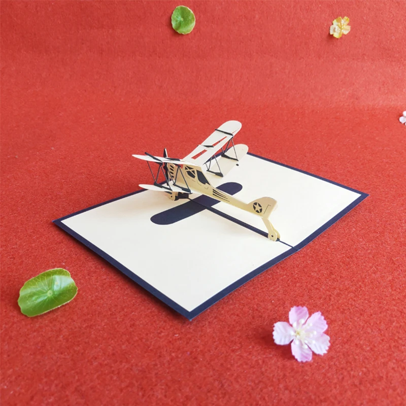 3D Flugzeug Stil Grußkarte Party Einladungskarten Modell Dekoration Papier Schnitzen Falten DIY Festival Sammeln Versorgung TMZ – Detail 6