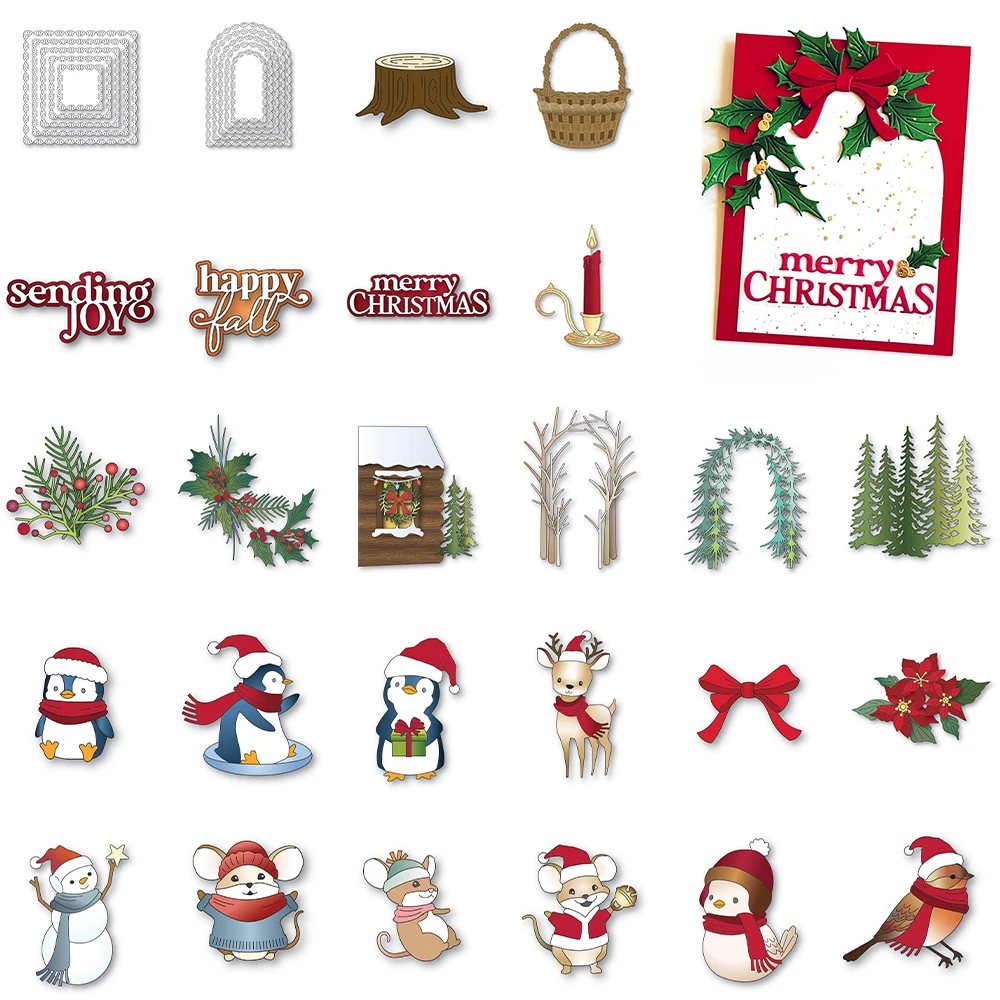 Christmas Forest Greeting Card Metal Cutting Dies 2026 New DIY Birthday Greeting Card Handmade Scrapbooking Embossing